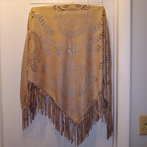 FAUX SUEDE TAN SHAWL LIKE NEW
